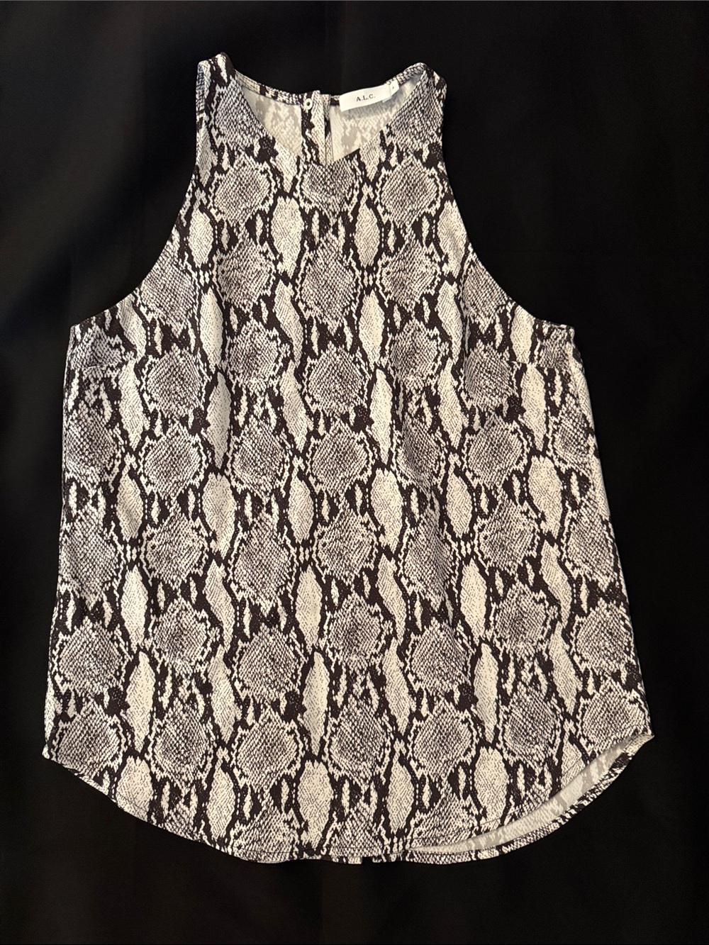 A.L.C. Snake-Print Sleeveless Halter Tank - Black & White